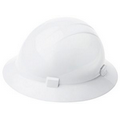 Hard Hat with ratchet adjustment and 4 point nylon suspension in White and Pad Print.